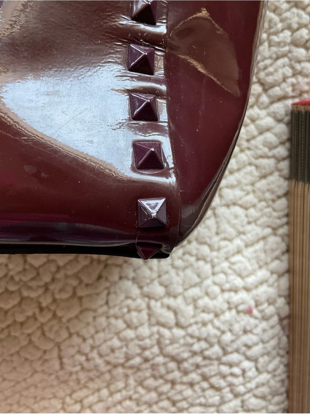 Valentino Garavani Wine Patent Leather RockStud Tote